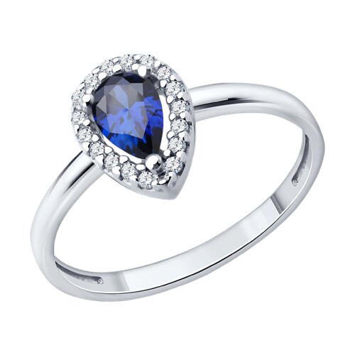 Inel din argint  cu pietre Cubic Zirconia Incolor, Safir