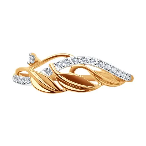 Inel din aur roșu cu Cubic Zirconia Incolor