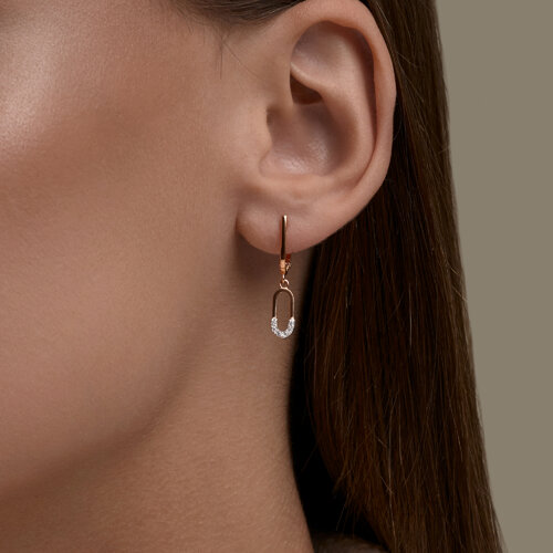 Cercei Suspendați din aur roșu cu pietre Cubic Zirconia Incolor