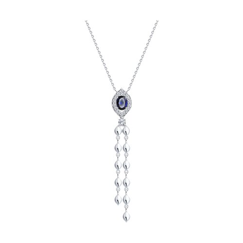 Colier din argint  cu pietre Cubic Zirconia Incolor, Cubic Zirconia Albastru Safir