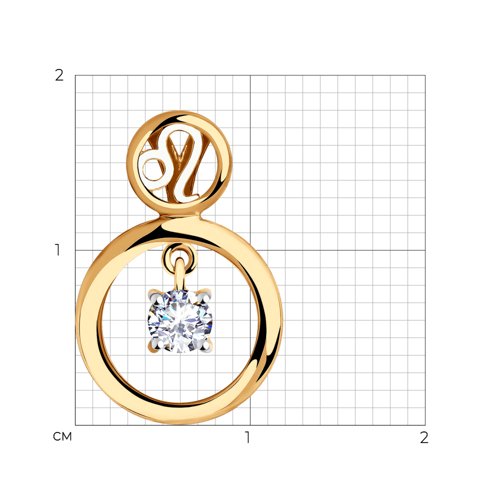 Pandantiv din aur roșu cu pietre Cubic Zirconia Incolor