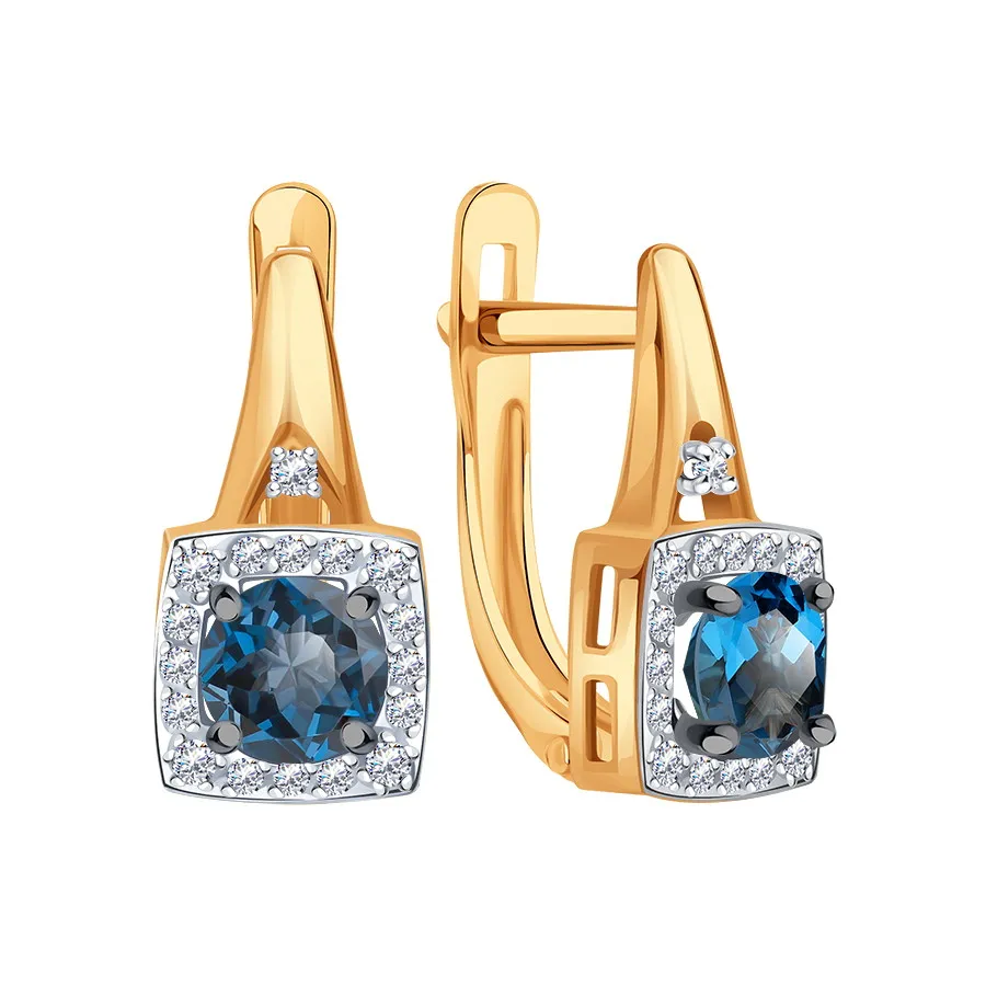 Cercei din aur roșu cu Cubic Zirconia Incolor, Topaz London