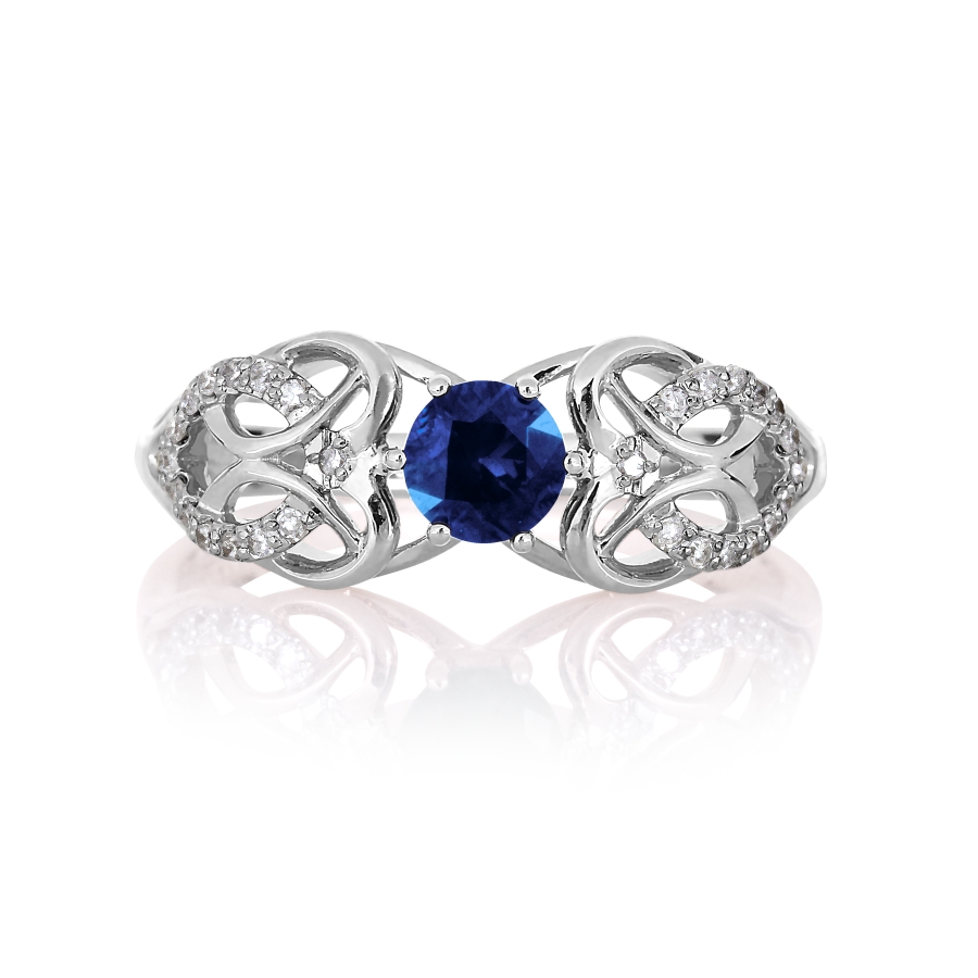 Inel din aur alb cu pietre Diamant, Safir
