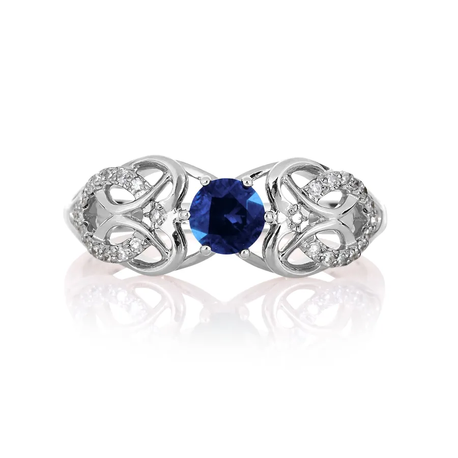 Inel din aur alb cu Diamant, Safir