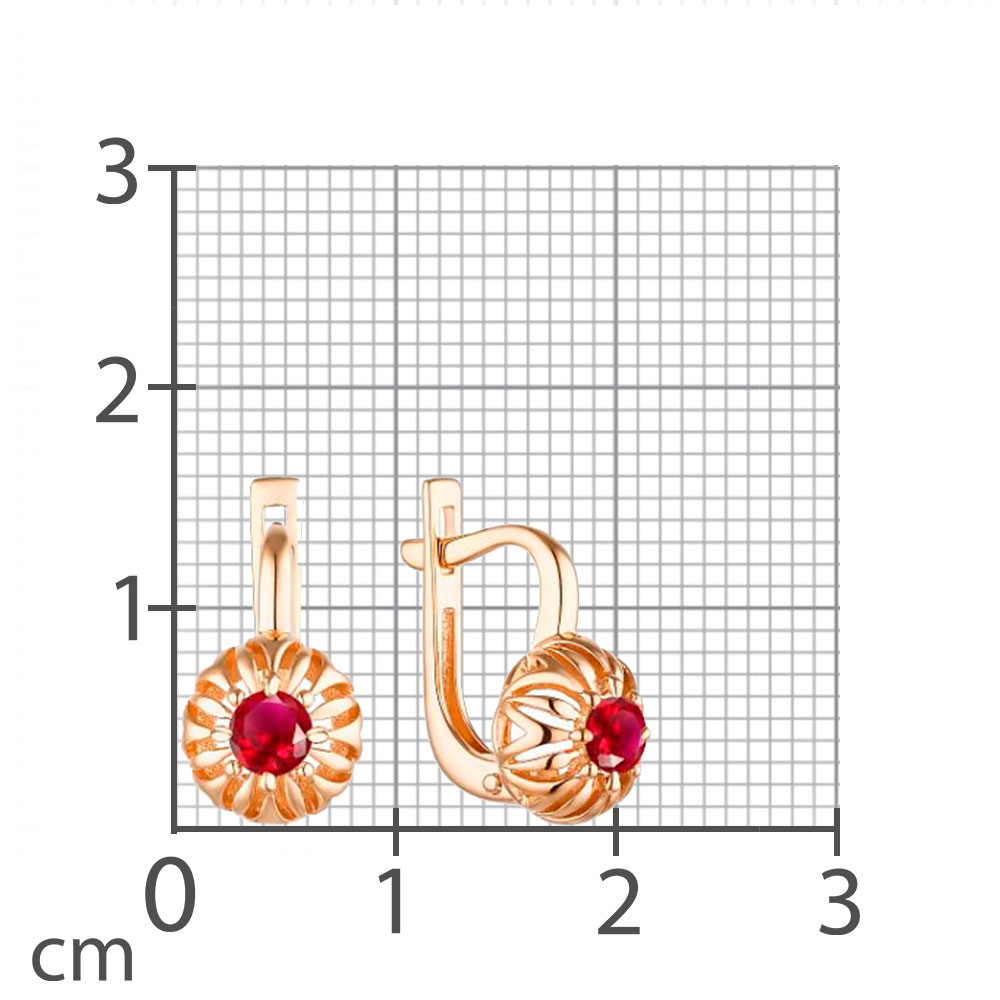 Cercei din aur roșu cu pietre Rubin