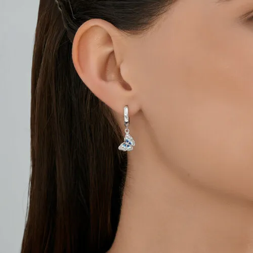 Cercei Creole din argint cu Cubic Zirconia Incolor, Emailare