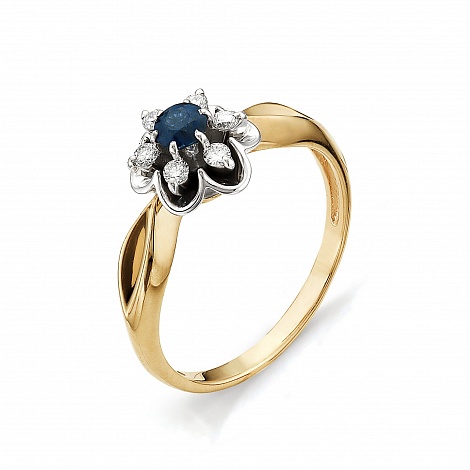 Inel din aur roșu cu pietre Diamant, Safir
