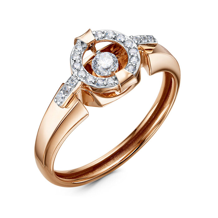 Inel din aur roșu cu pietre Cubic Zirconia Incolor