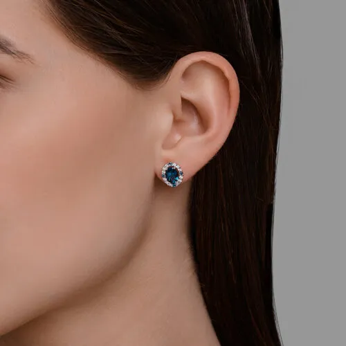 Cercei Pusete din aur roșu cu Cubic Zirconia Incolor, Topaz London