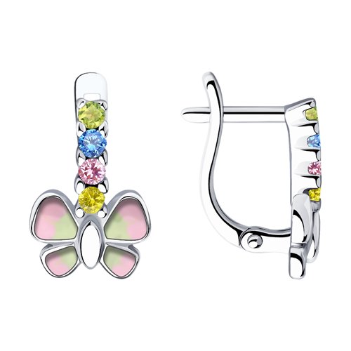 Cercei p-u copii din argint  cu pietre Cubic Zirconia Colorat, Emailare