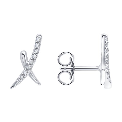 Cercei Pusete din aur alb cu pietre Cubic Zirconia Incolor