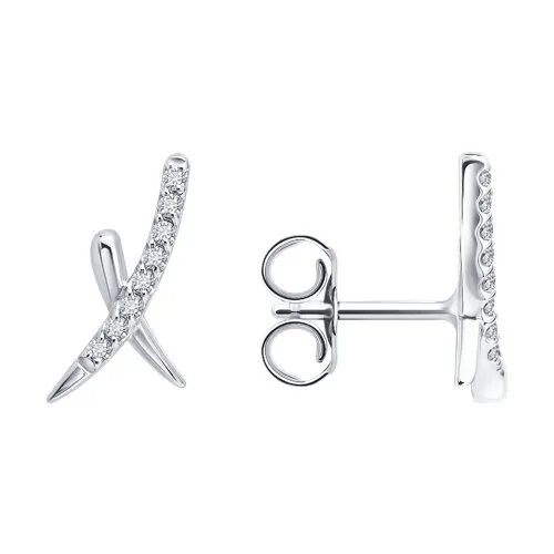Cercei Pusete din aur alb cu Cubic Zirconia Incolor