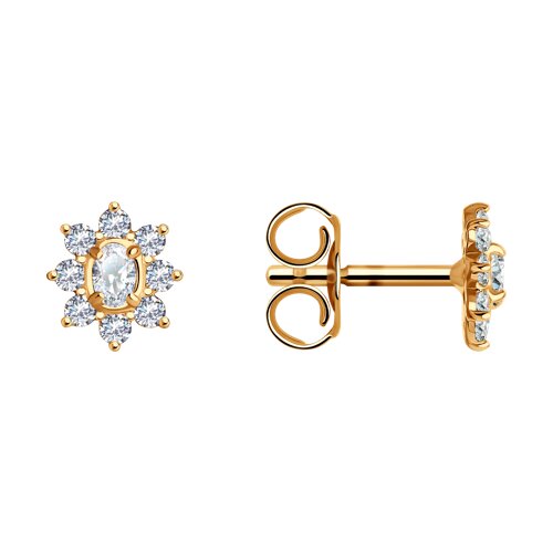 Cercei Pusete din aur roșu cu pietre Cubic Zirconia Incolor