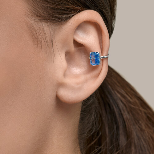 Cercel din argint  cu pietre Cubic Zirconia Albastru