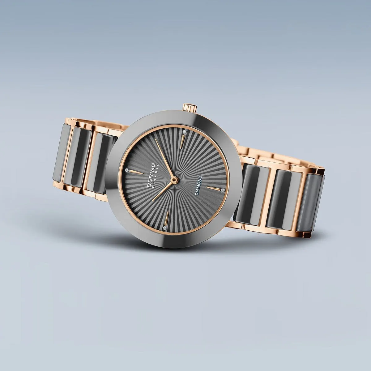 Ceas BERING cu pietre Diamant, Ceramica gri