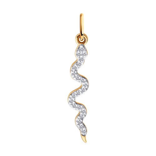 Pandantiv din aur roșu cu pietre Cubic Zirconia Incolor
