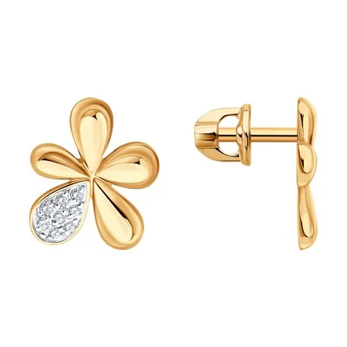 Cercei Pusete din aur roșu cu Cubic Zirconia Incolor