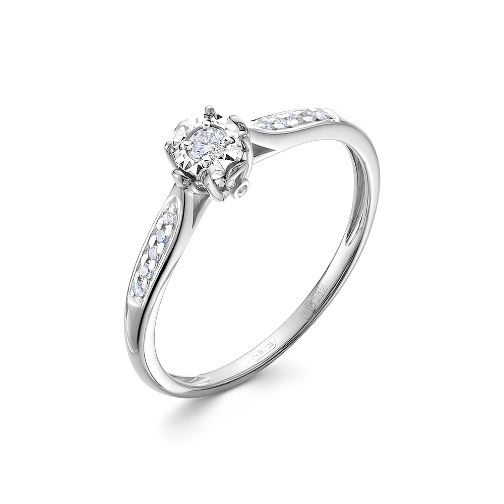 Inel din aur alb cu pietre Diamant