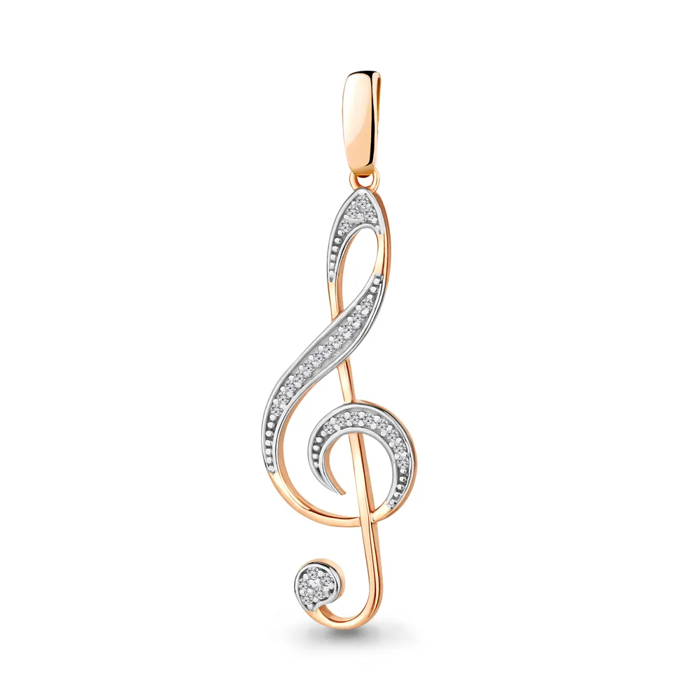 Pandantiv din aur roșu cu Cubic Zirconia Incolor