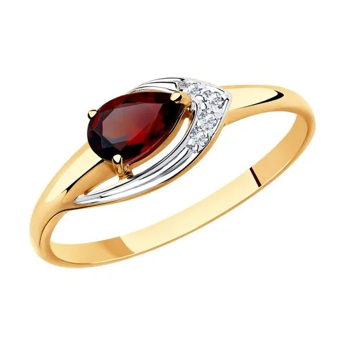Inel din aur roșu cu Cubic Zirconia Incolor, Granat