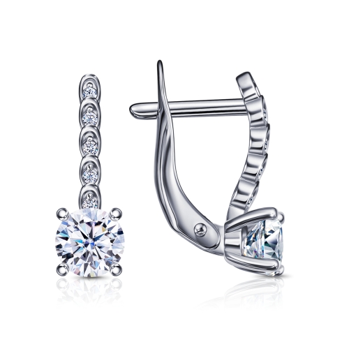 Cercei din aur alb cu pietre Cubic Zirconia Incolor
