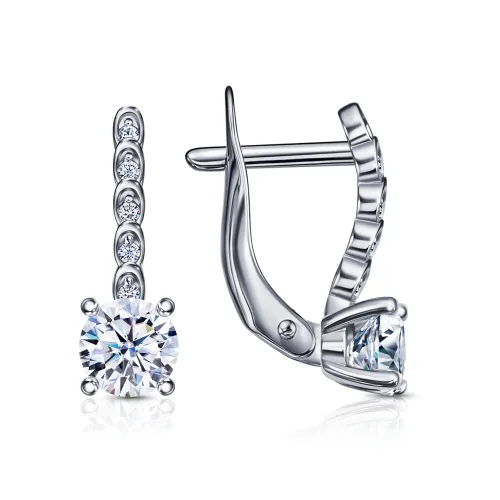 Cercei din aur alb cu Cubic Zirconia Incolor