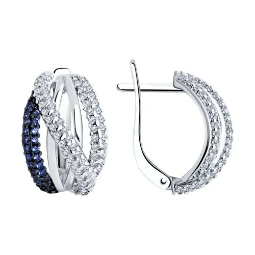 Cercei din argint cu Cubic Zirconia Incolor, Cubic Zirconia Albastru Safir