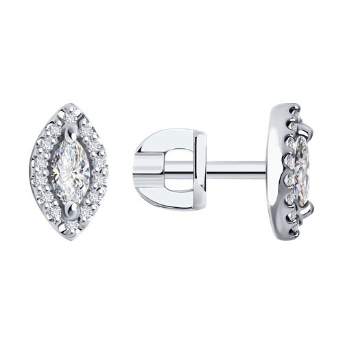 Cercei Pusete din aur alb cu pietre Diamant