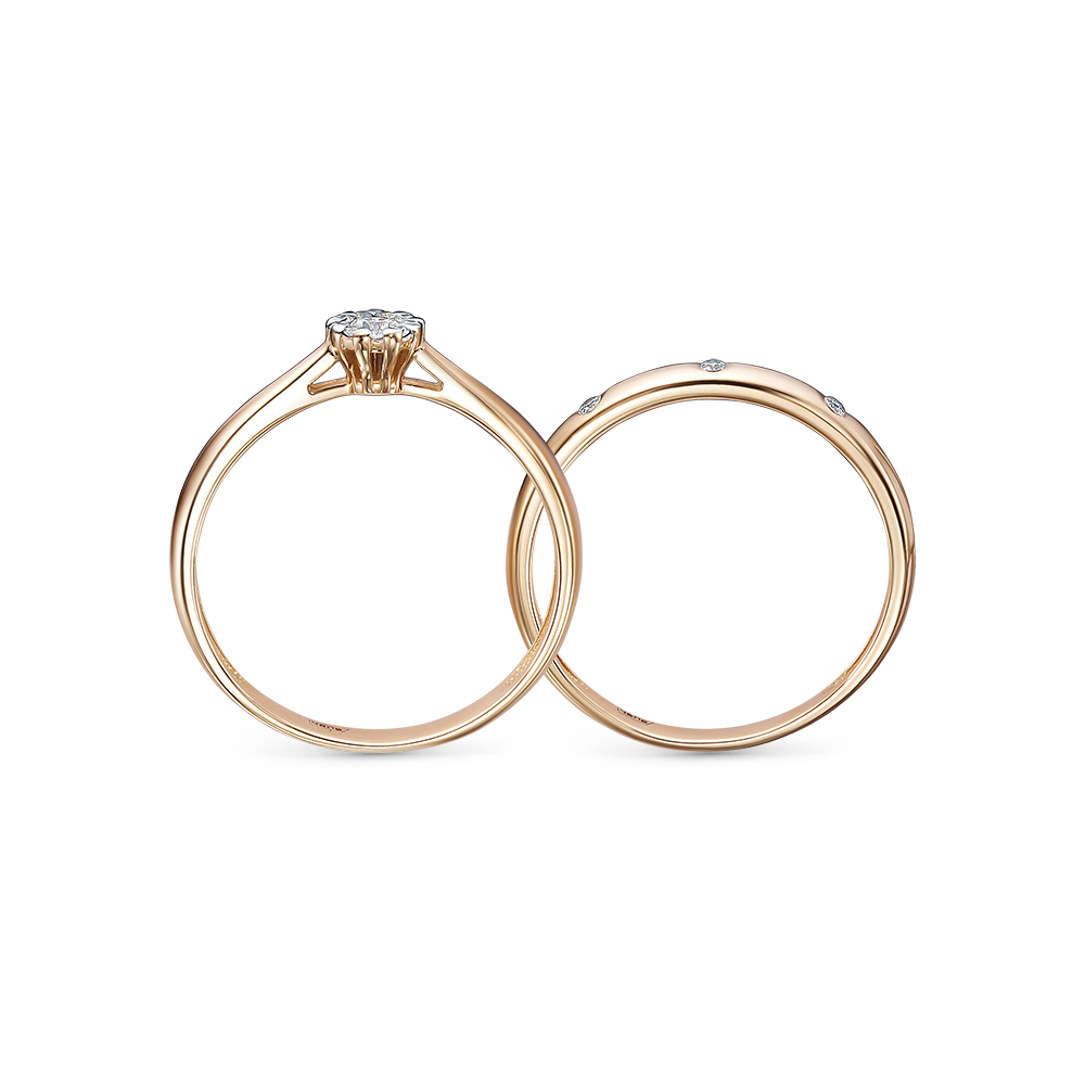 Кольцо из красного золота с камнями Бриллиант