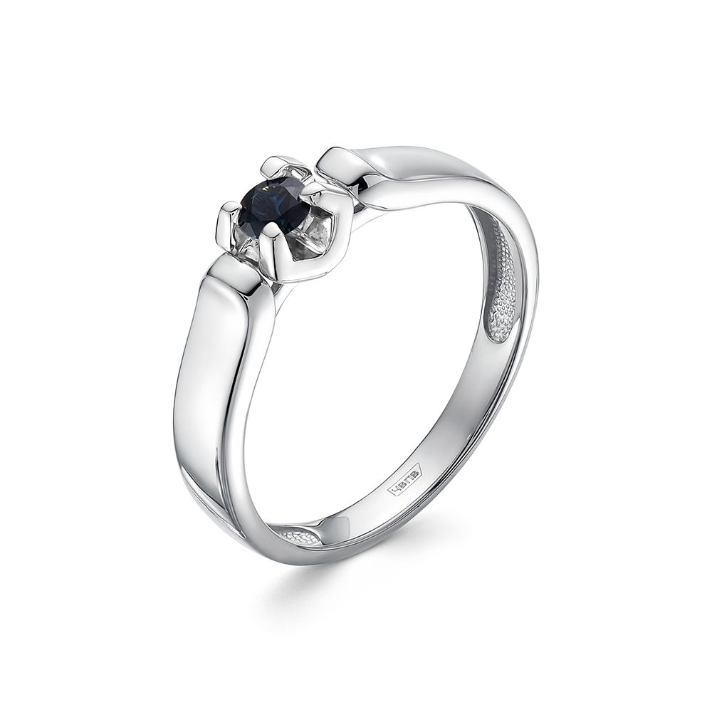 Кольцо из белого золота с камнями Сапфир