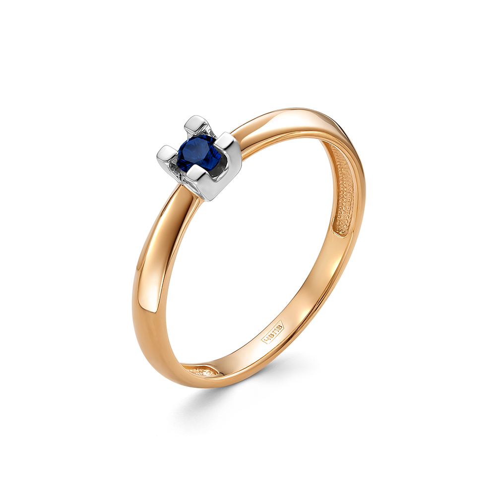 Кольцо из красного золота с камнями Сапфир