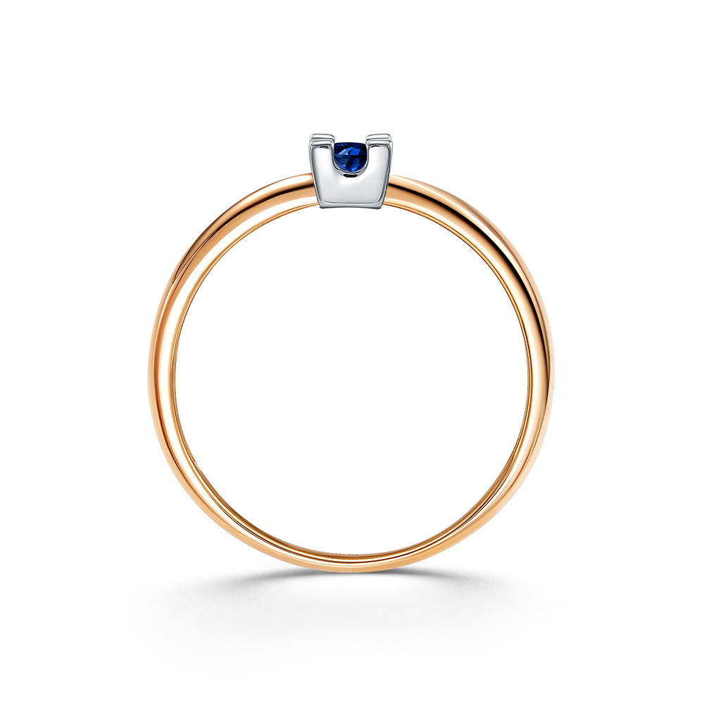 Кольцо из красного золота с камнями Сапфир