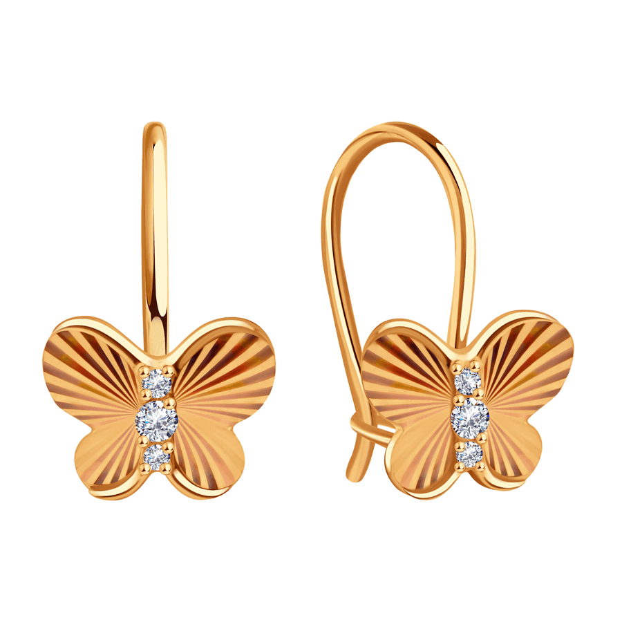 Cercei p-u copii din aur roșu cu pietre Cubic Zirconia Incolor