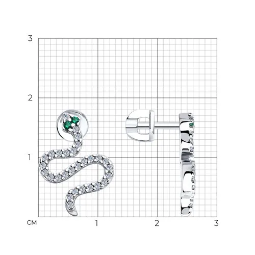 Cercei Pusete din argint cu Cubic Zirconia Incolor, Cubic Zirconia Verde