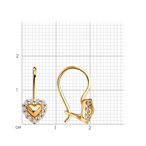 Cercei pentru copii din argint placat cu aur  cu pietre Cubic zirconia