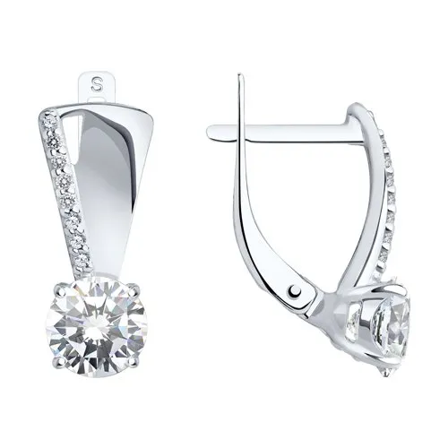 Серьги из серебра с камнями Фианит