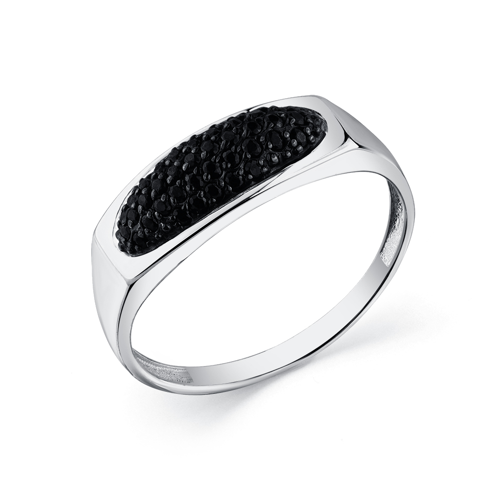 Inel din aur alb cu pietre Cubic Zirconia Negru