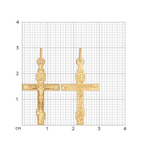 Крестик из красного золота без камней