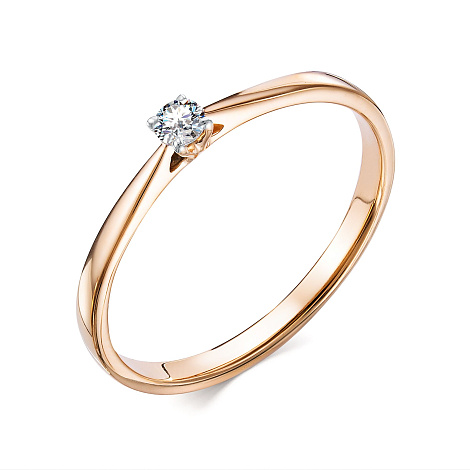 Кольцо из красного золота с камнями Бриллиант