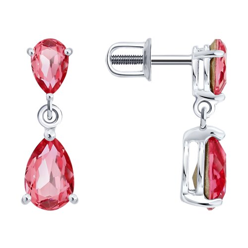 Cercei Pusete din argint  cu pietre Cristal roz