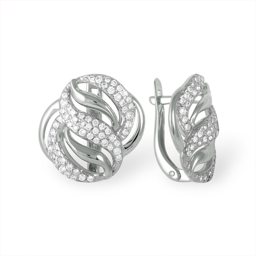 Cercei din argint  cu pietre Cubic Zirconia Incolor