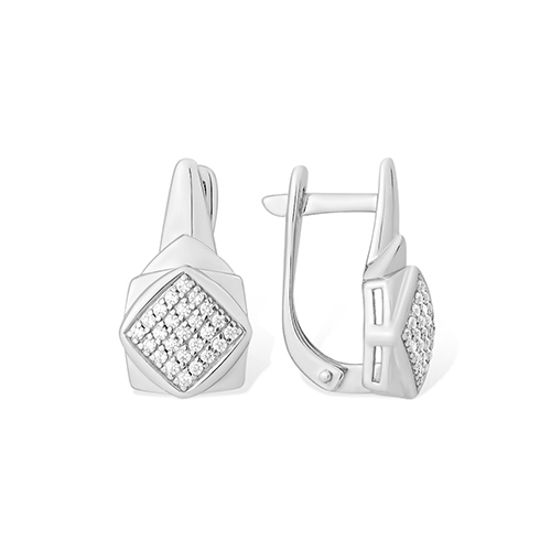 Серьги из серебра с камнями Фианит