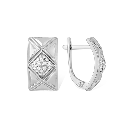 Серьги из серебра с камнями Фианит