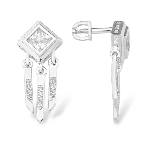 Cercei Pusete din argint  cu pietre Cubic Zirconia Incolor