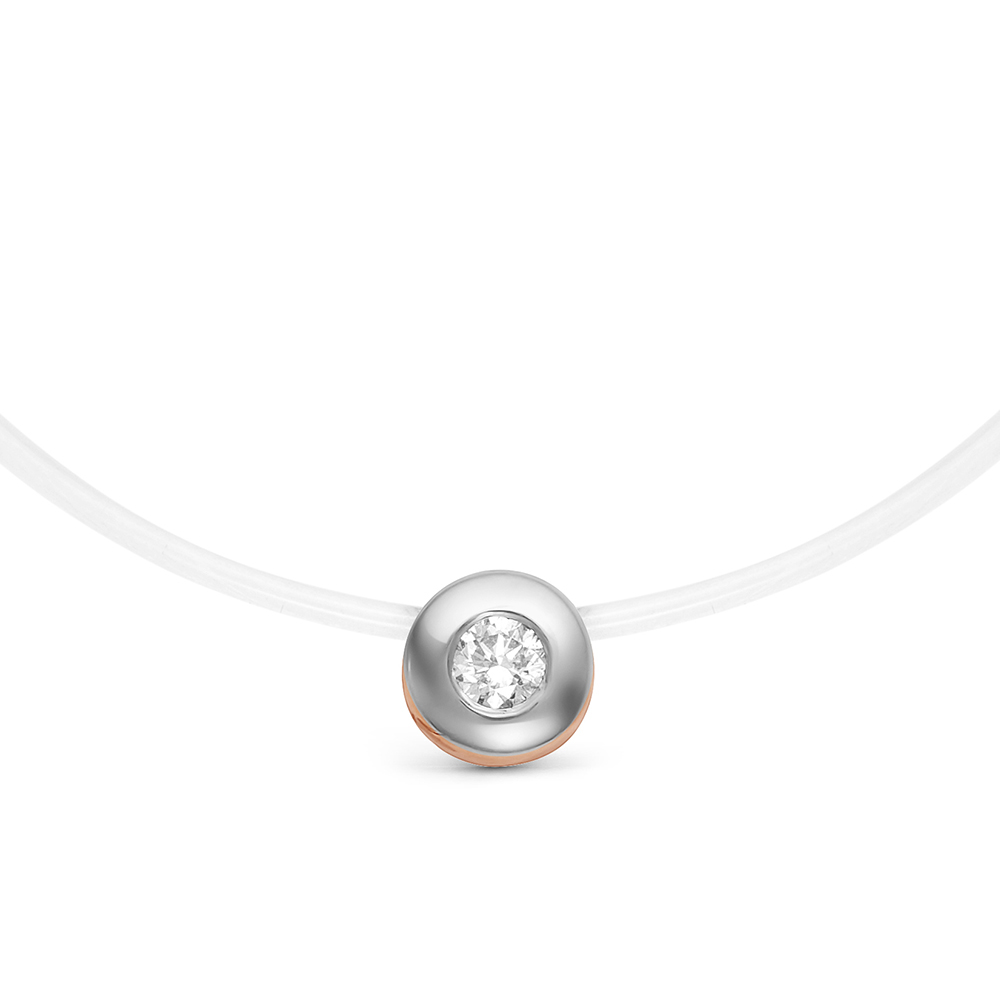Colier din aur roșu cu pietre Diamant, Fir transparent