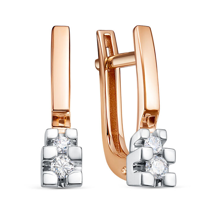 Cercei din aur roșu cu pietre Cubic Zirconia Incolor
