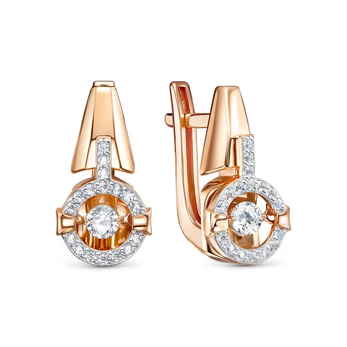 Cercei din aur roșu cu Cubic Zirconia Incolor
