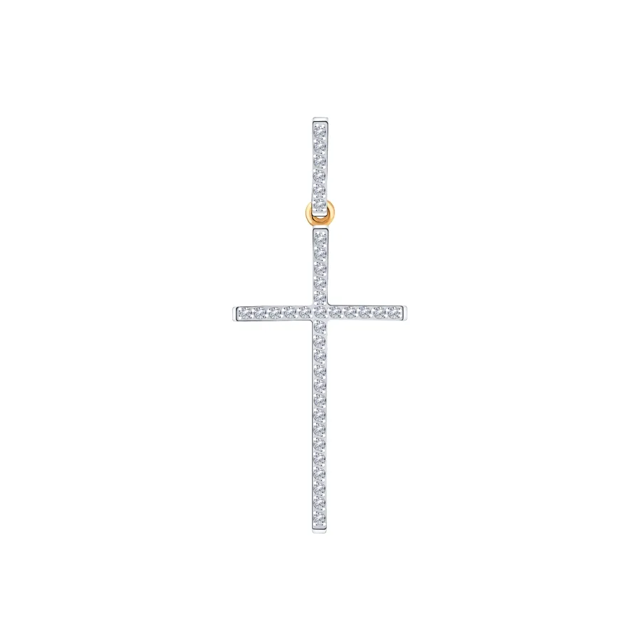 Cruce din aur roșu cu Cubic Zirconia Incolor