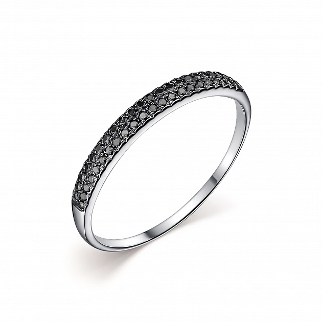 Inel din aur alb cu pietre Diamant negru