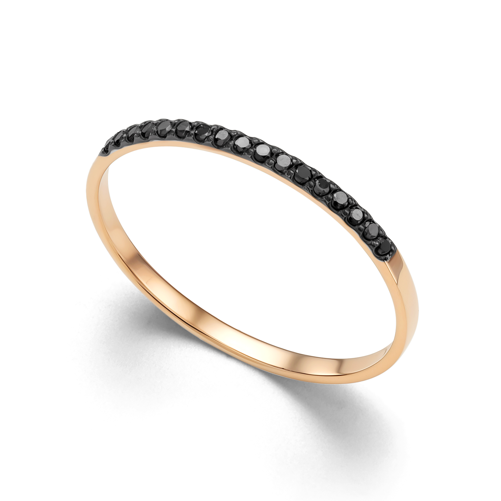 Inel din aur roșu cu pietre Diamant negru